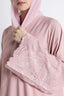 Blush Pink Self Embroidered Abaya with Cutwork Sleeves & Hem – Korean Nida Fabric