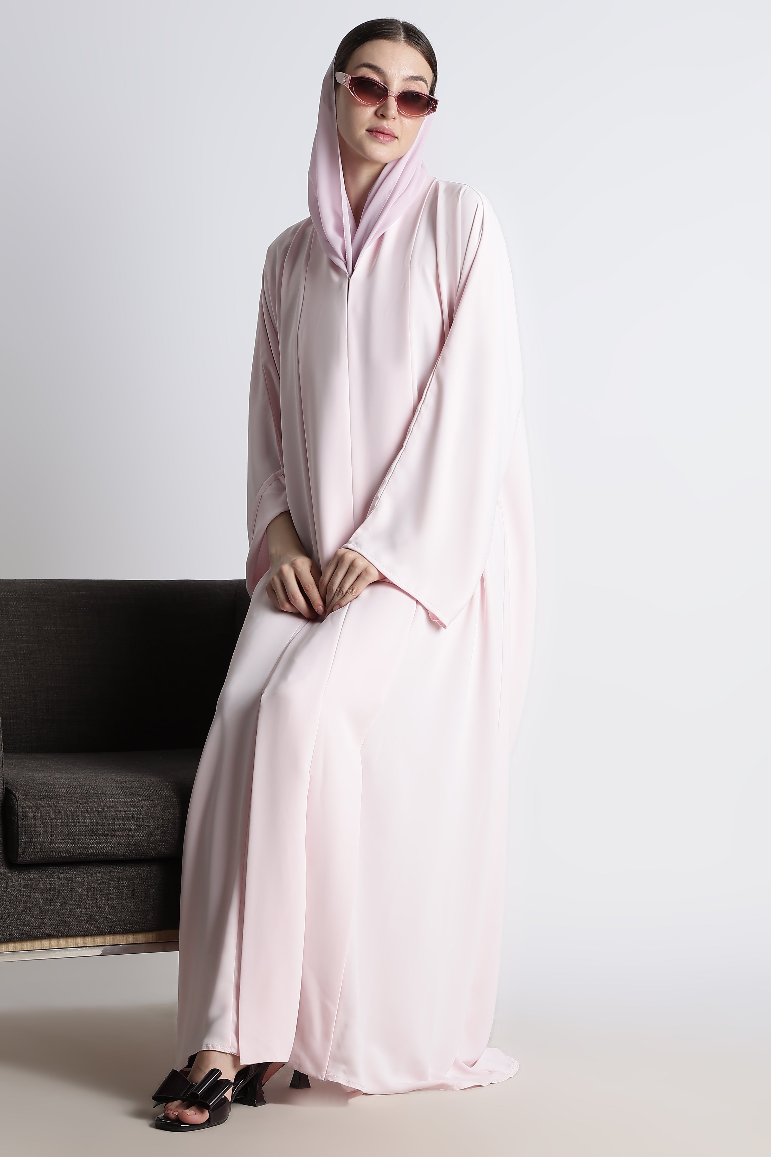Baby Pink Kimono Abaya – Premium Korean Nida Soft Elegant Abaya
