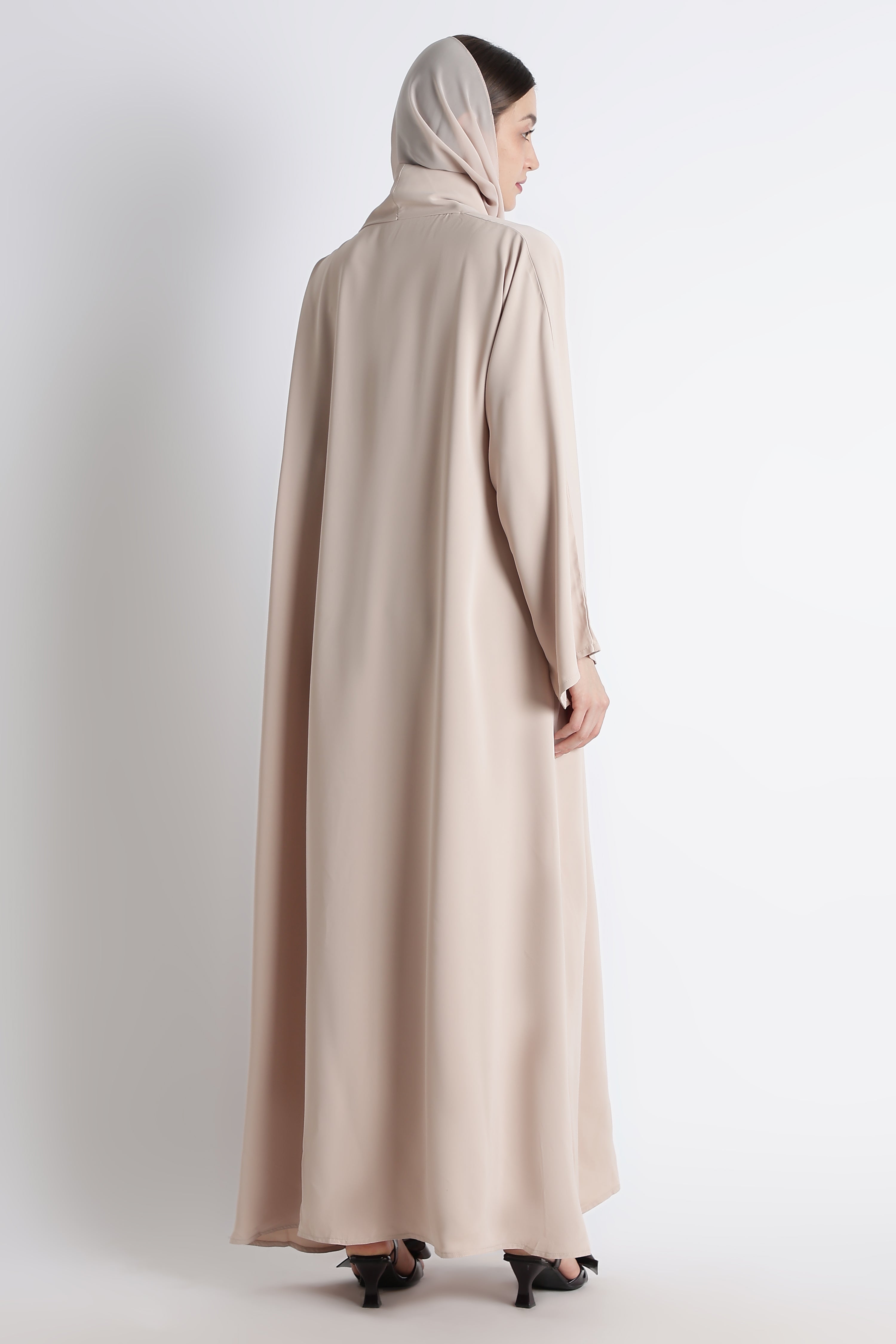 Beige Kimono Abaya – Premium Korean Nida