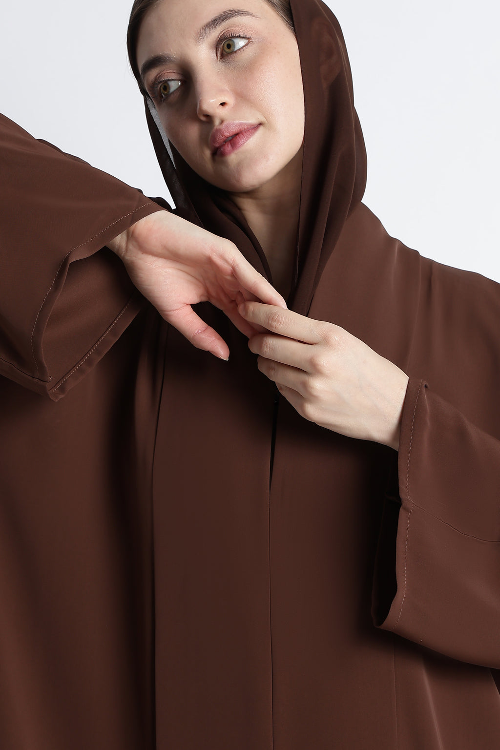 Chocolate Brown Kimono Abaya – Premium Korean Nida Minimal Elegant Abaya