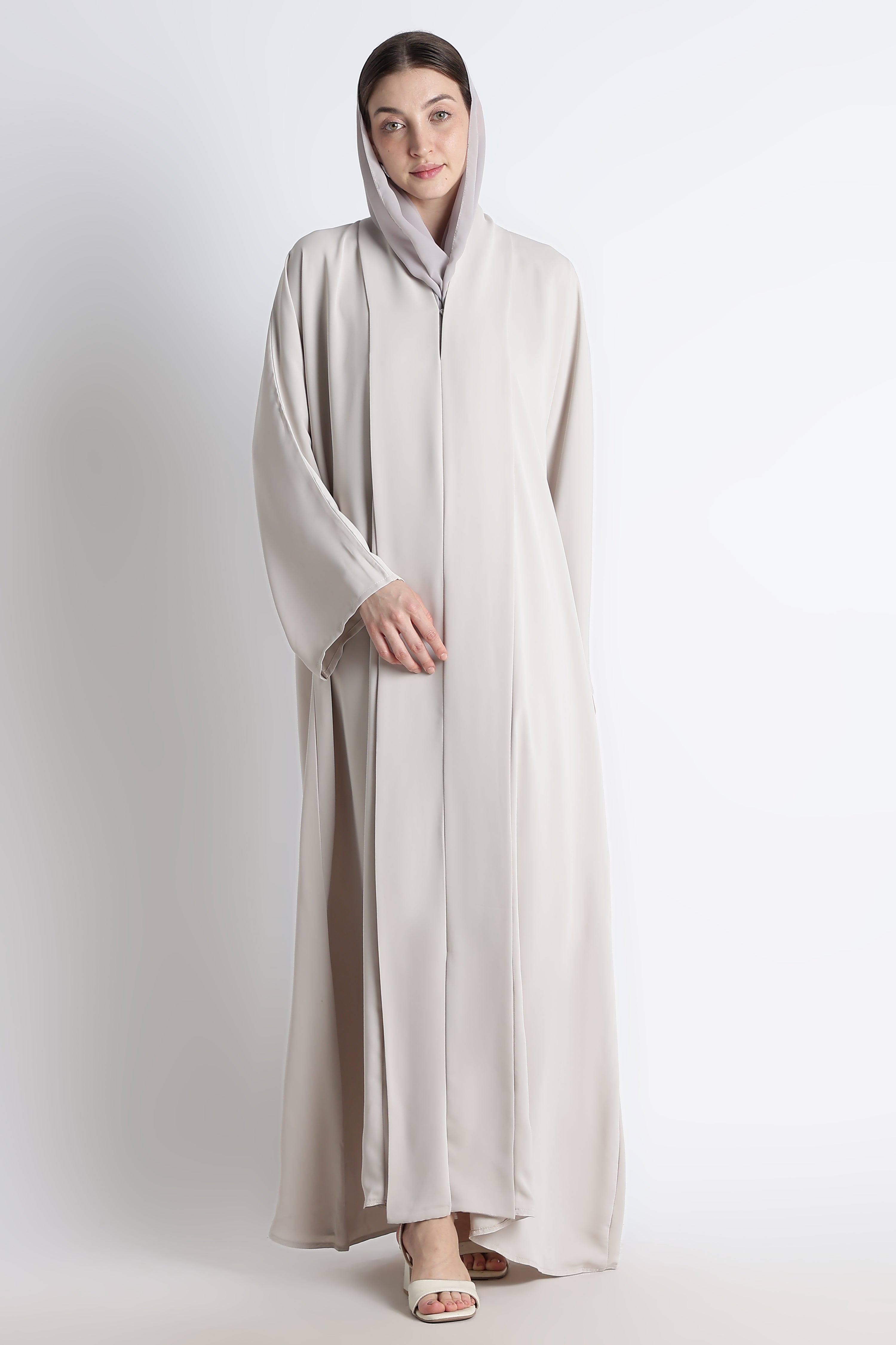 Light Grey Kimono Abaya – Premium Korean Nida Minimal Elegant Abaya
