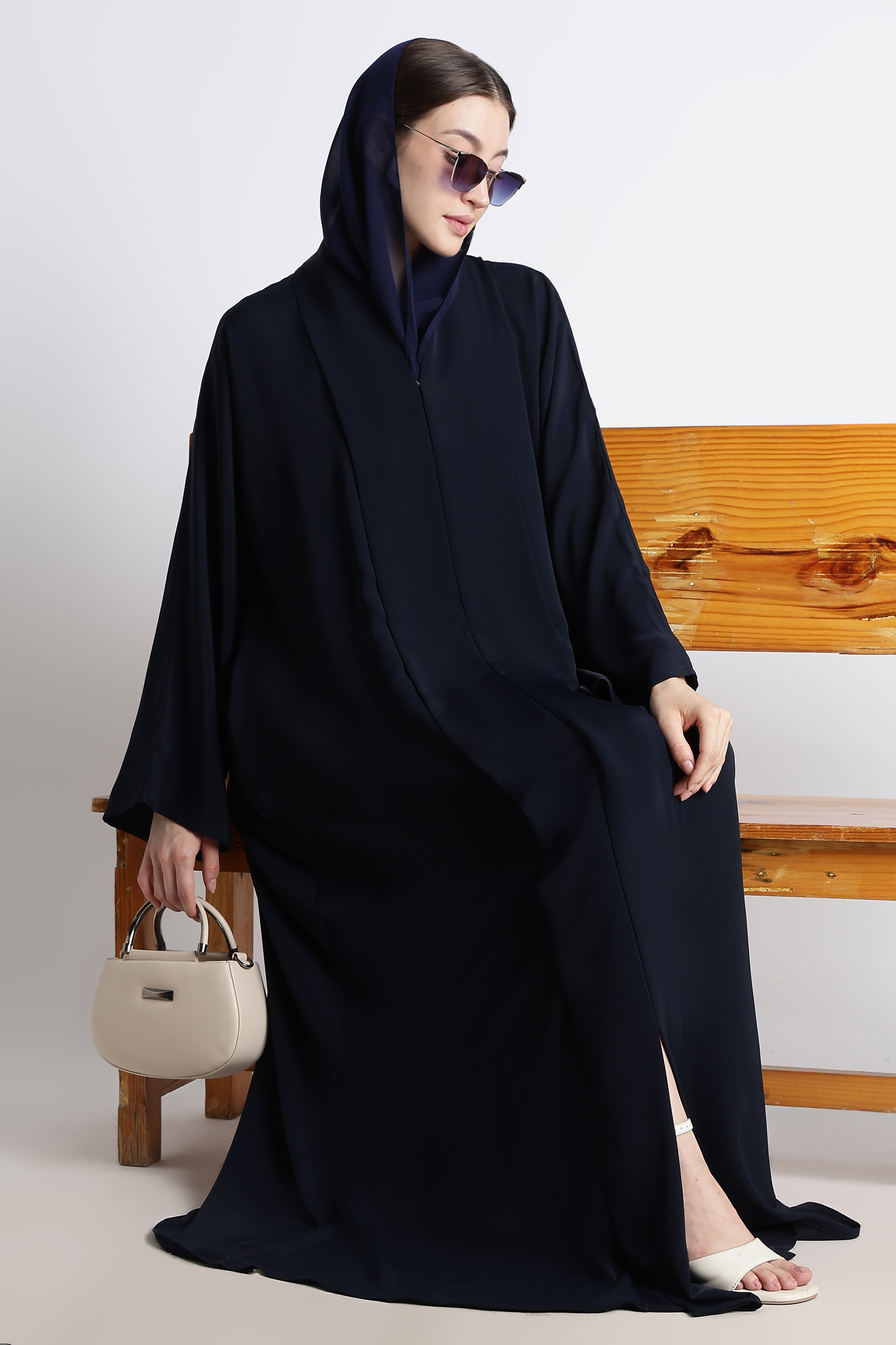 Navy Blue Kimono Abaya – Premium Korean Nida Elegant Minimal Abaya