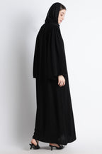 Black Round Collar Balloon Sleeves Abaya