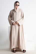 Beige Kimono Abaya – Premium Korean Nida
