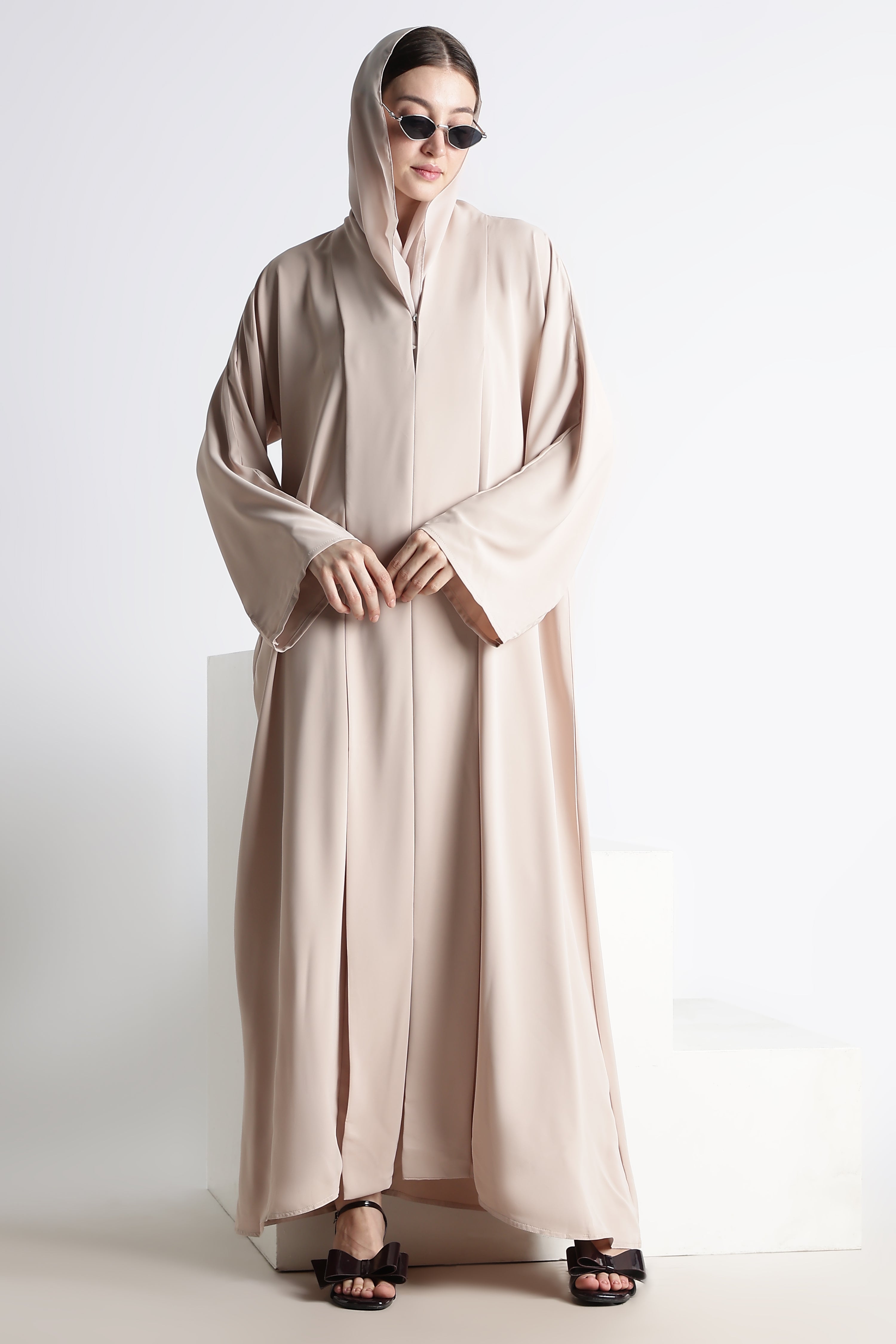 Beige Kimono Abaya – Premium Korean Nida