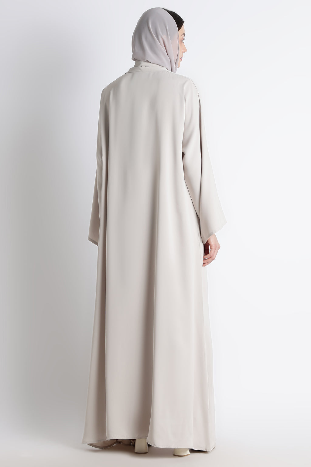 Light Grey Kimono Abaya – Premium Korean Nida Minimal Elegant Abaya