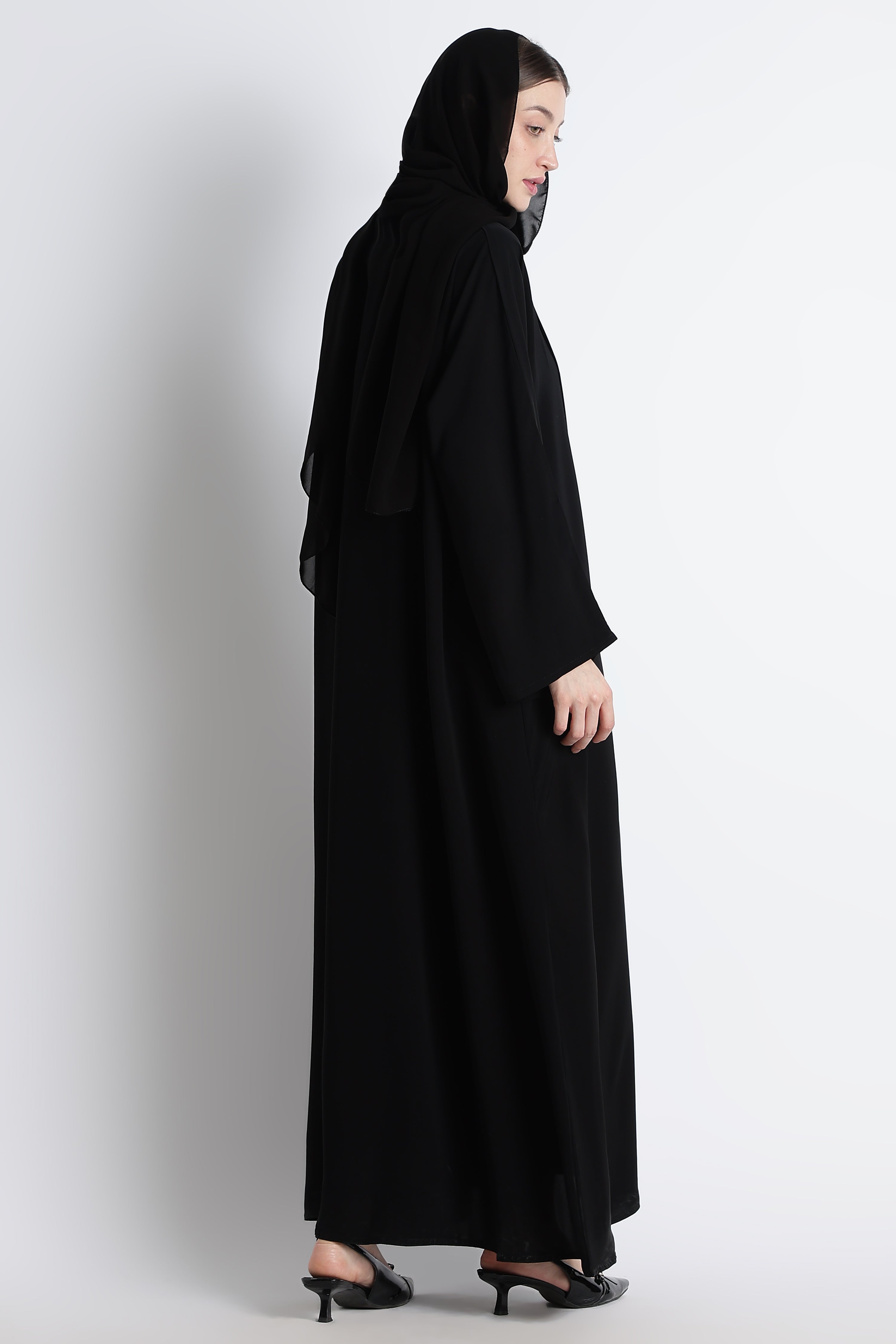 Black Kimono Abaya – Premium Korean Nida Minimal Elegant Abaya