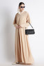 Beige Umbrella Abaya with Fabric Buttons – Premium Nida Elegant Flowy Abaya