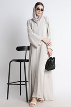 Light Grey Kimono Abaya – Premium Korean Nida Minimal Elegant Abaya