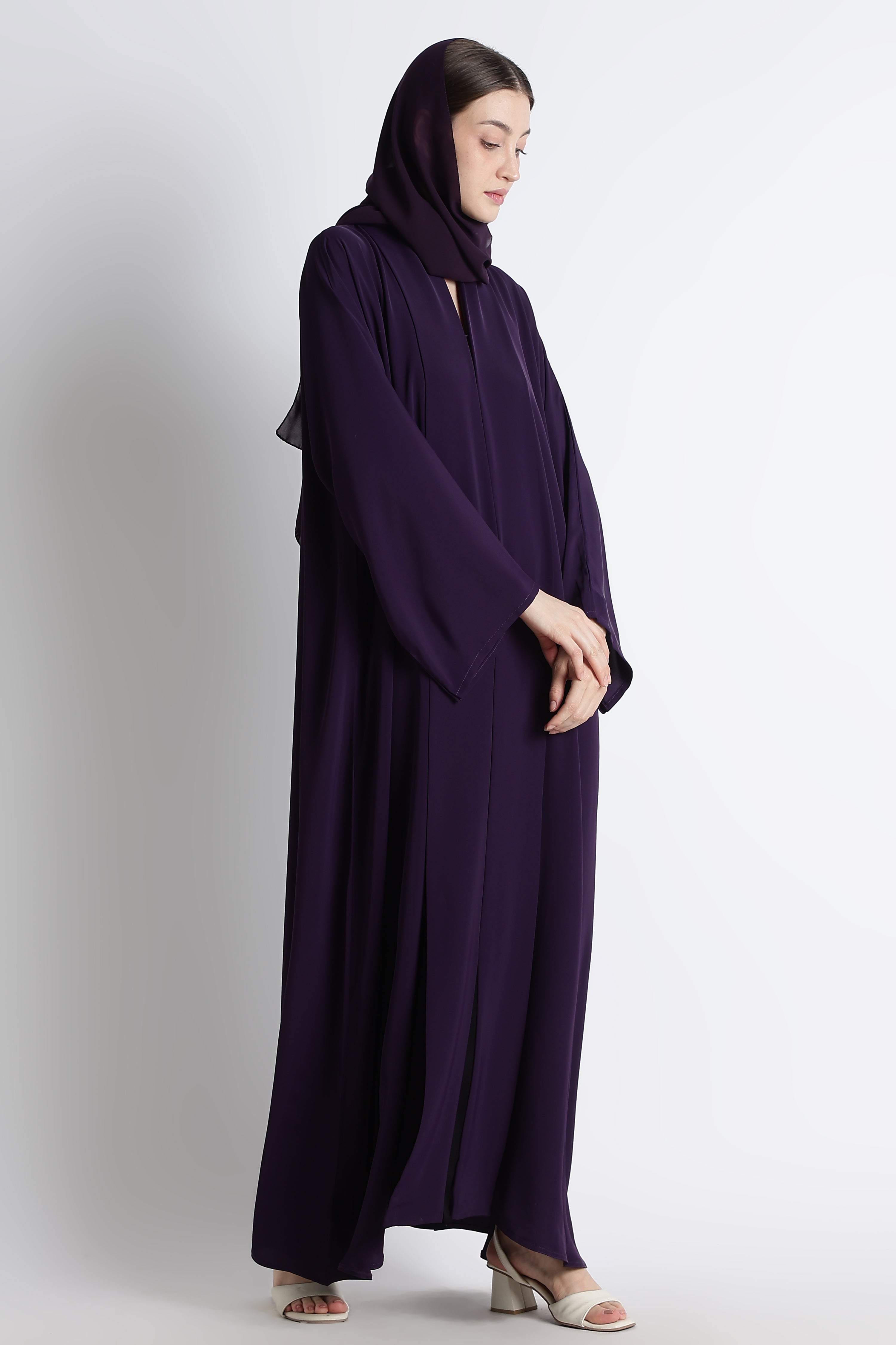 Purple Kimono Abaya – Premium Korean Nida Elegant Minimal Abaya