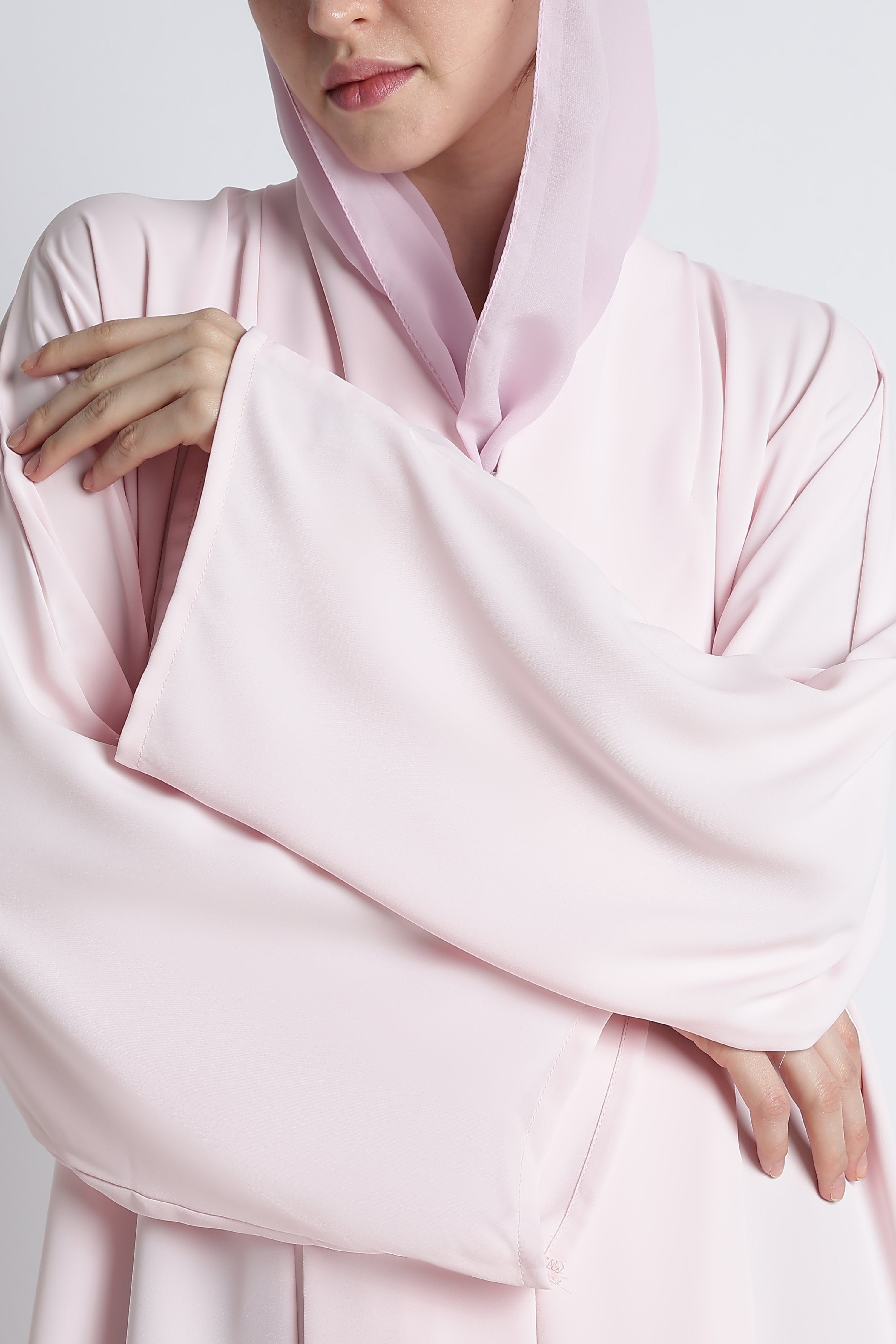 Baby Pink Kimono Abaya – Premium Korean Nida Soft Elegant Abaya Secondary image