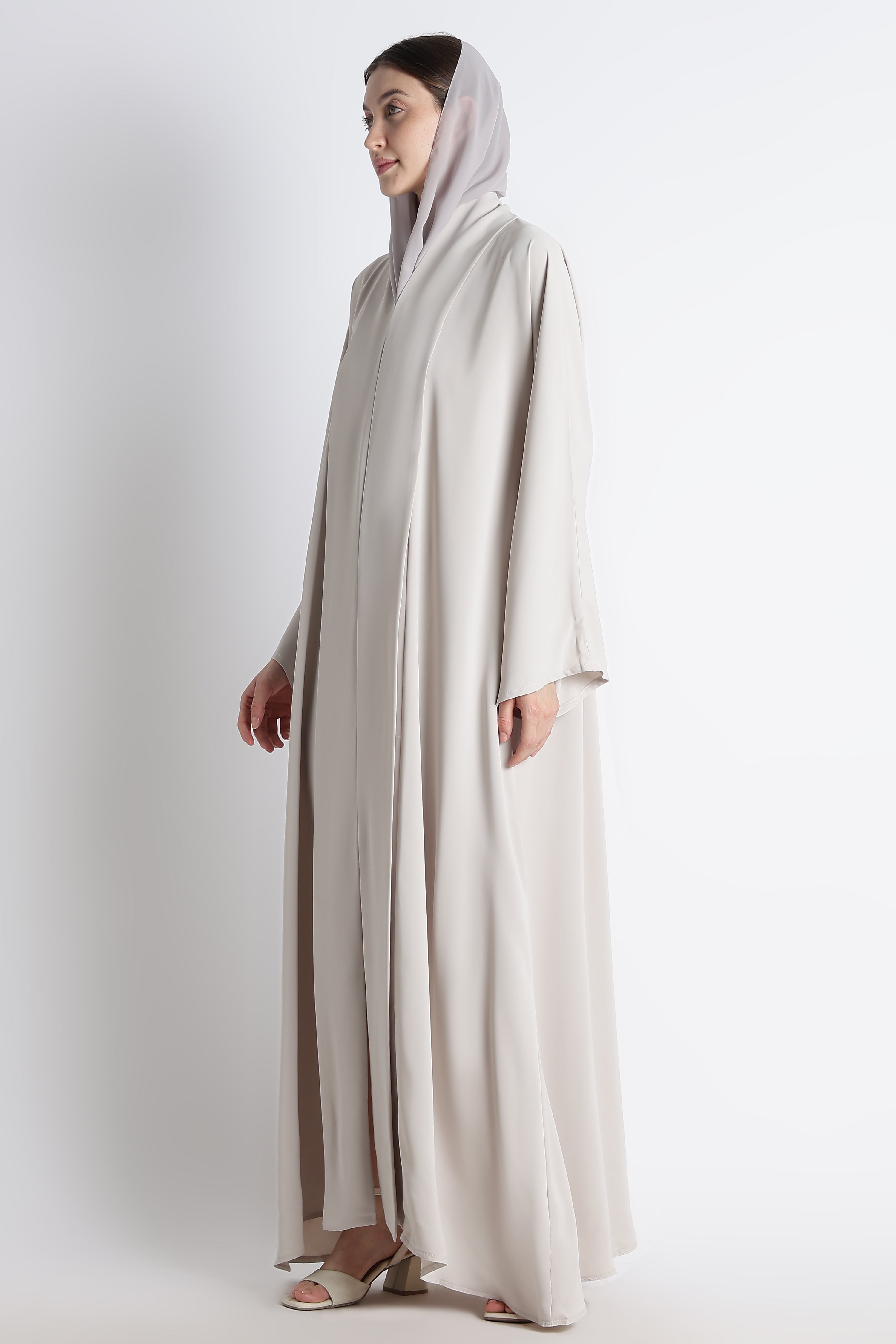 Light Grey Kimono Abaya – Premium Korean Nida Minimal Elegant Abaya