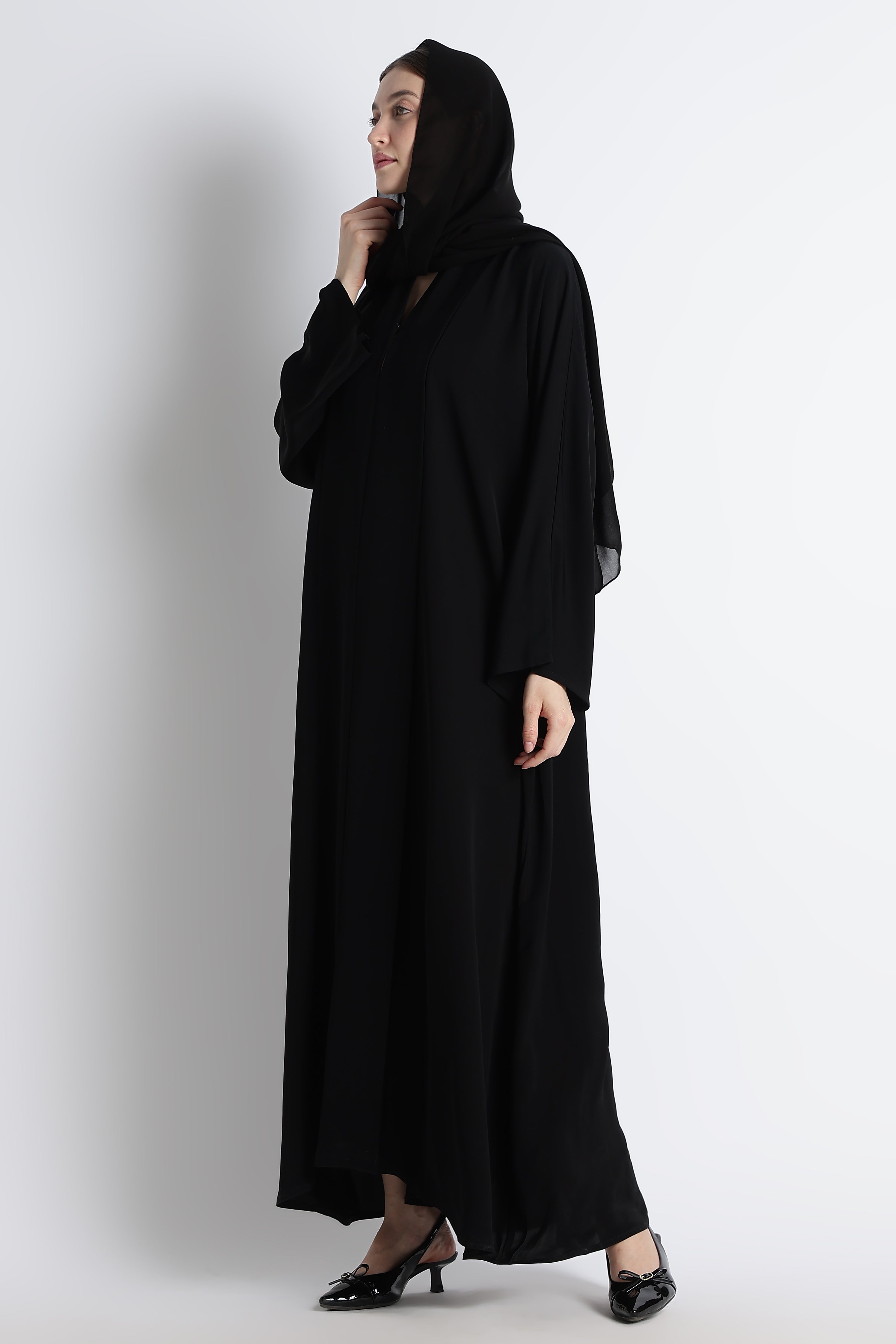 Black Kimono Abaya – Premium Korean Nida Minimal Elegant Abaya