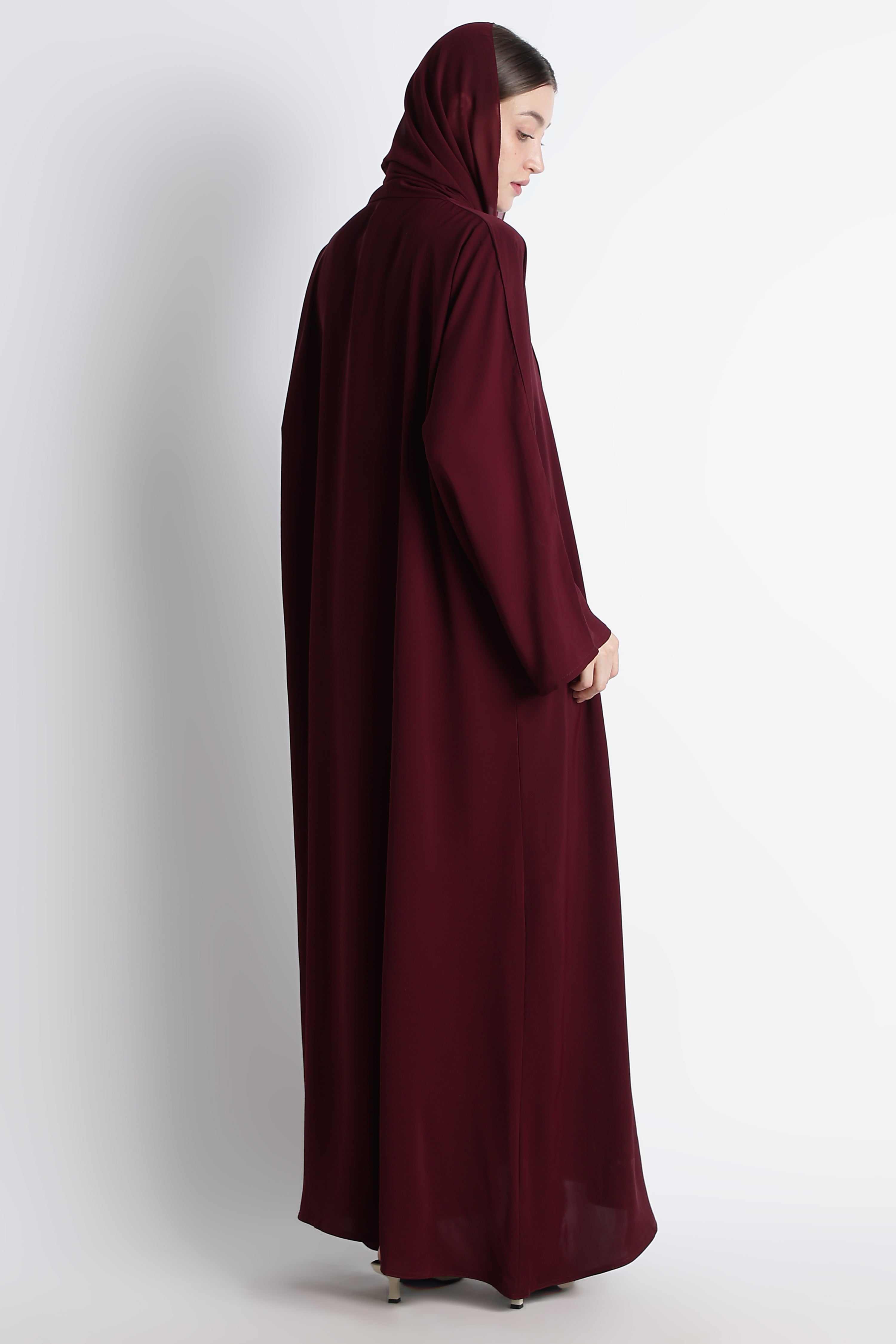 Maroon Kimono Abaya – Premium Korean Nida Minimal Elegant Abaya