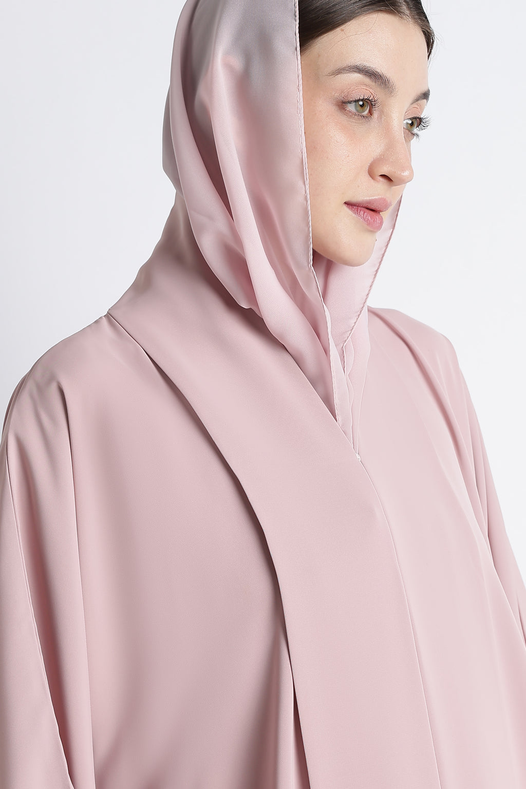 Blush Pink Kimono Abaya – Premium Korean Nida Elegant Minimal Abaya