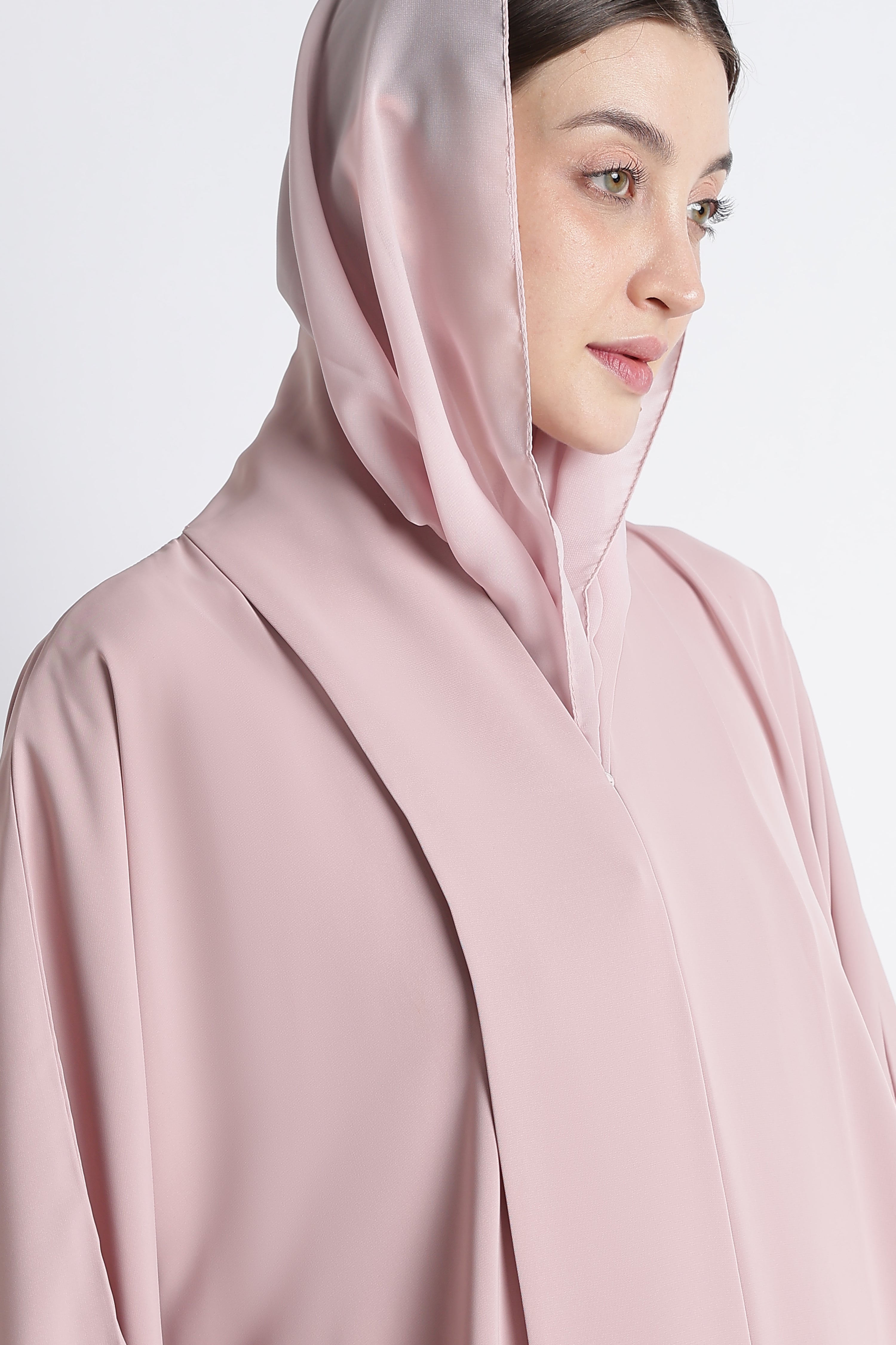 Blush Pink Kimono Abaya – Premium Korean Nida Elegant Minimal Abaya