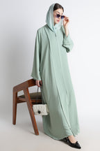 Sea Green Kimono Abaya – Premium Korean Nida