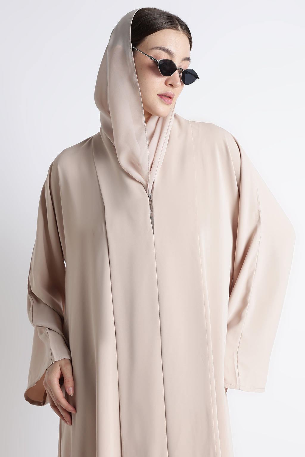 Beige Kimono Abaya – Premium Korean Nida