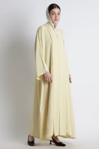 Butter Yellow Kimono Abaya – Premium Korean Nida Fabric