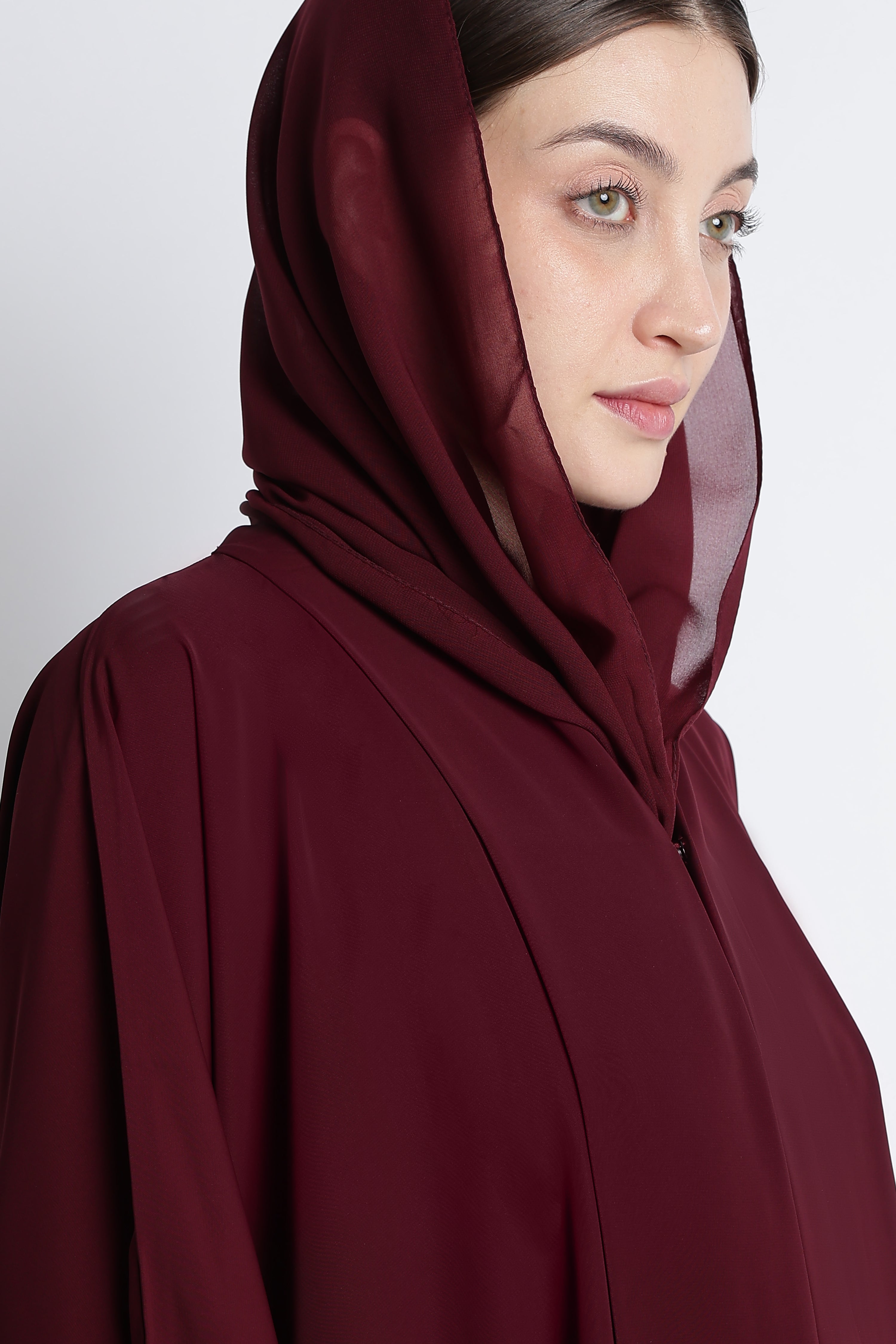 Maroon Kimono Abaya – Premium Korean Nida Minimal Elegant Abaya