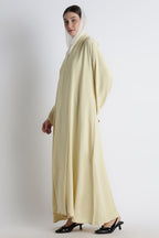 Butter Yellow Kimono Abaya – Premium Korean Nida Fabric
