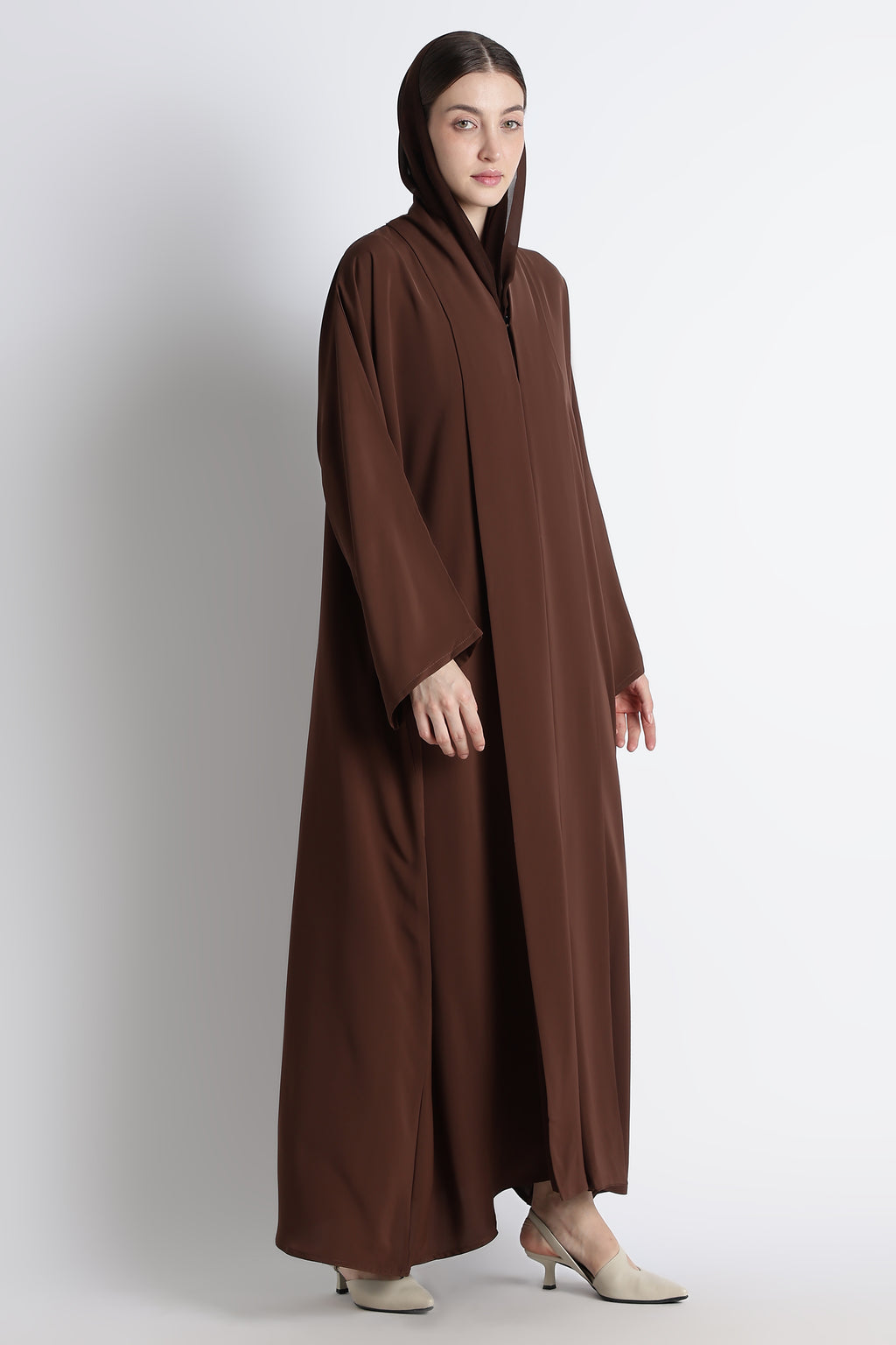 Chocolate Brown Kimono Abaya – Premium Korean Nida Minimal Elegant Abaya