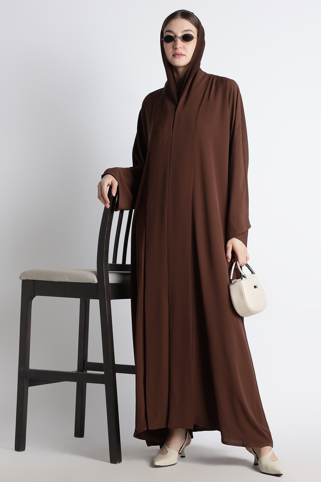 Chocolate Brown Kimono Abaya – Premium Korean Nida Minimal Elegant Abaya