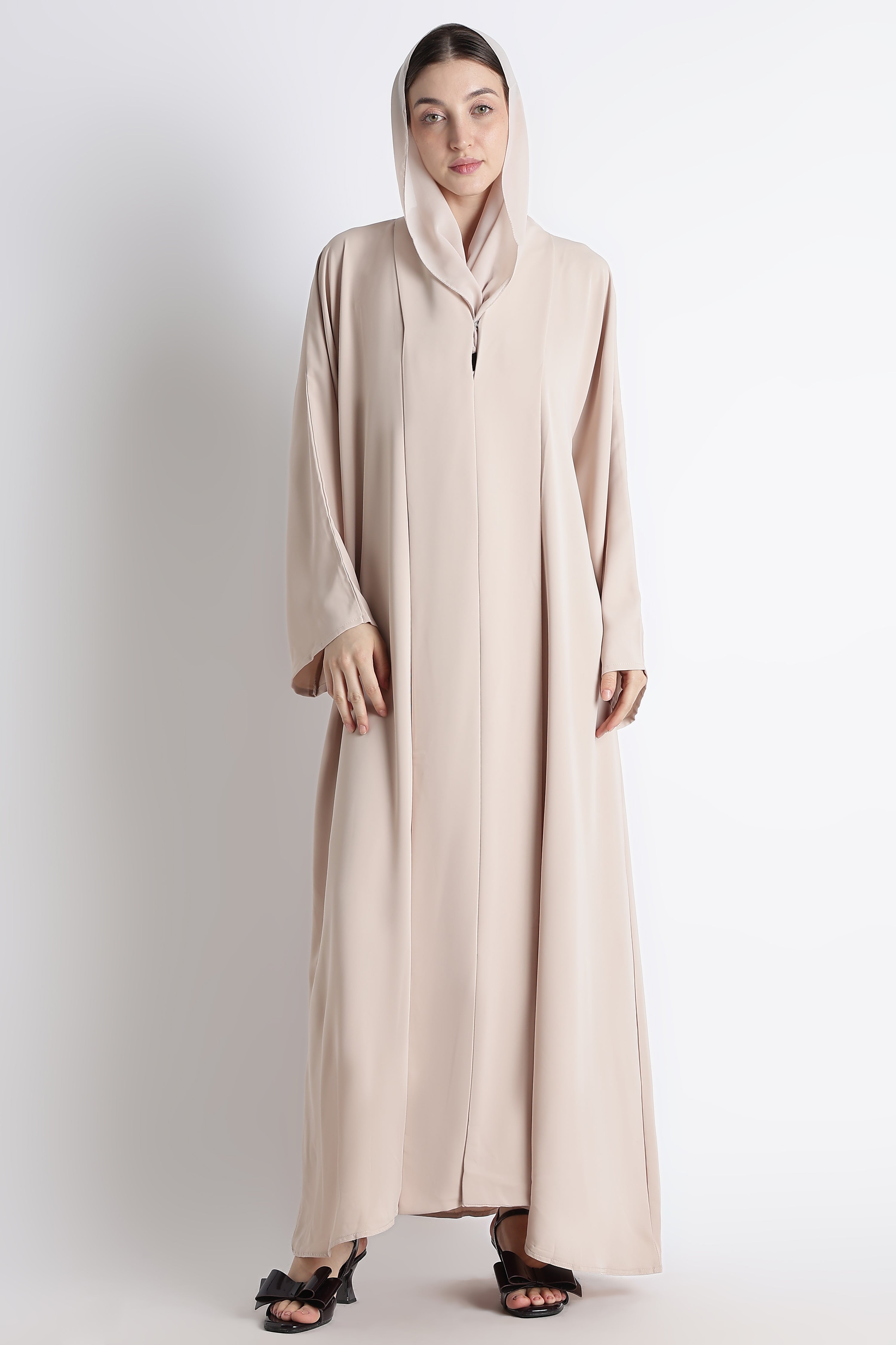 Beige Kimono Abaya – Premium Korean Nida