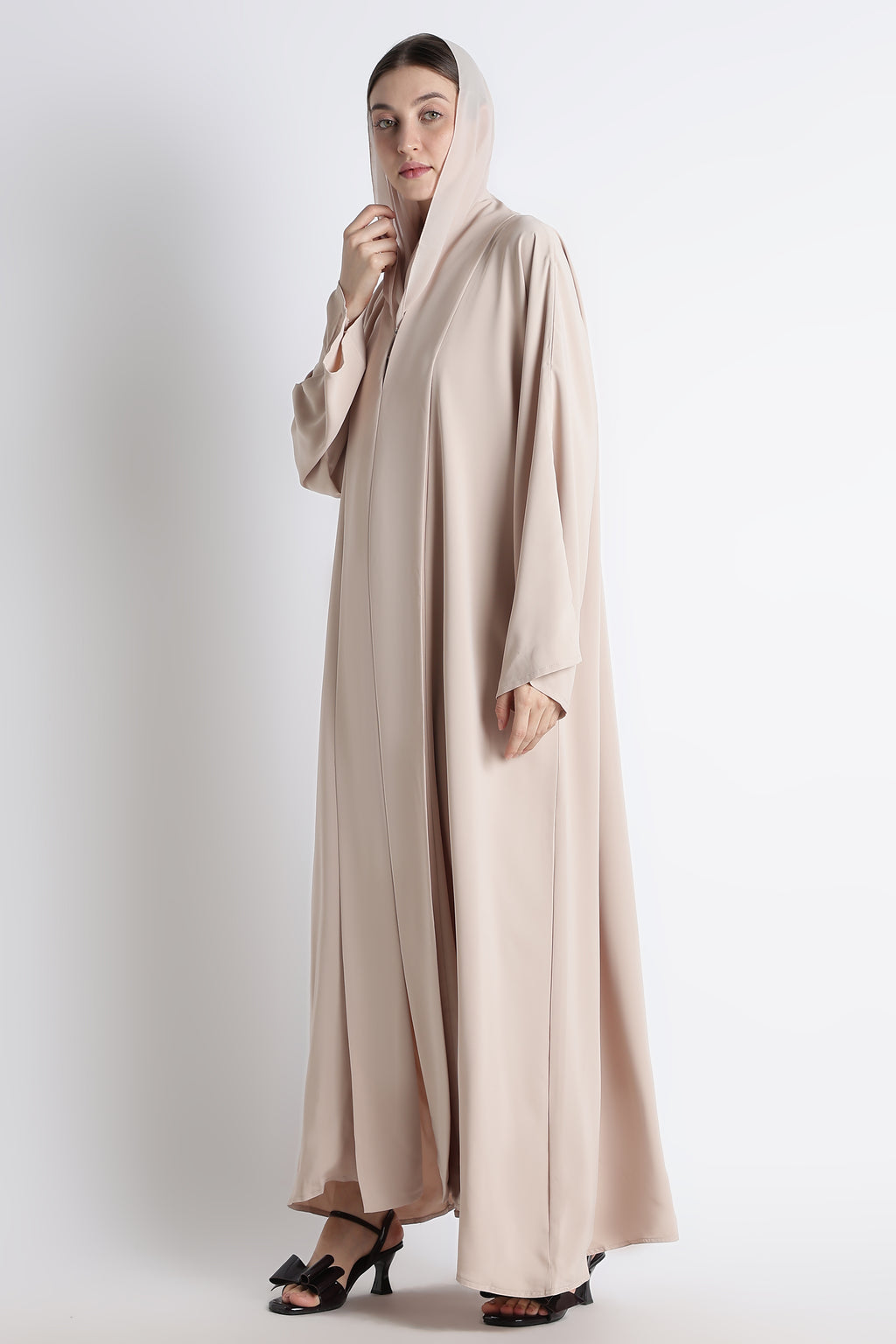 Beige Kimono Abaya – Premium Korean Nida