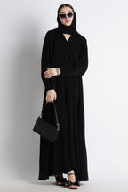 Black Umbrella Abaya with Fabric Buttons – Premium Nida Elegant Flowy Abaya