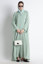 Sea Green Kimono Abaya – Premium Korean Nida